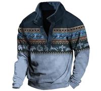 Sudaderas Sudadera para hombre estilo occidental con estampado y hebilla de pie digital Black Jack, azul, S