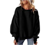 Sudaderas sueltas de manga larga para mujer, sudadera de doble cara de felpa de gran tamaño para mujer, cuello redondo, mangas farol, manga plisada, camisas de ganchillo acanaladas, suéter para mujer,