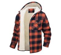 Sudaderas técnicas de franela con bolsillo a cuadros, chaqueta deportiva con capucha para hombre de invierno, NARANJA, XL