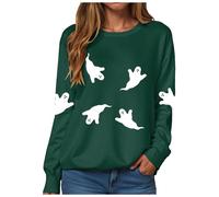 Sudaderas Traje de Halloween Suéter Suéter Suéter Suave Casual Manga Larga sin Capucha Deporte Streetwear Transición Clásica Camiseta de Manga Larga, B-Verde., XL