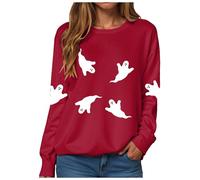 Sudaderas Traje de Halloween Suéter Suéter Suéter Suave Casual Manga Larga sin Capucha Deporte Streetwear Transición Clásica Camiseta de Manga Larga, B-rojo., M
