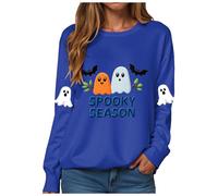 Sudaderas Traje de Halloween Suéter Suéter Suéter Suave Casual Manga Larga sin Capucha Deporte Streetwear Transición Clásica Camiseta de Manga Larga, C-azul, L