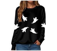 Sudaderas Traje de Halloween Suéter Suéter Suéter Suave Casual Manga Larga sin Capucha Deporte Streetwear Transición Clásica Camiseta de Manga Larga, B-le negro, L