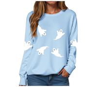 Sudaderas Traje de Halloween Suéter Suéter Suéter Suave Casual Manga Larga sin Capucha Deporte Streetwear Transición Clásica Camiseta de Manga Larga, B-azul cielo, L