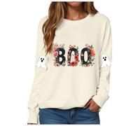 Sudaderas Traje de Halloween Suéter Suéter Suéter Suave Casual Manga Larga sin Capucha Deporte Streetwear Transición Clásica Camiseta de Manga Larga, A-beige., XXL