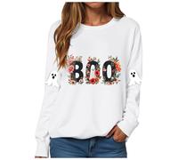 Sudaderas Traje de Halloween Suéter Suéter Suéter Suave Casual Manga Larga sin Capucha Deporte Streetwear Transición Clásica Camiseta de Manga Larga, A-blanco., M