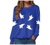 Sudaderas Traje de Halloween Suéter Suéter Suéter Suave Casual Manga Larga sin Capucha Deporte Streetwear Transición Clásica Camiseta de Manga Larga, B-azul., XL