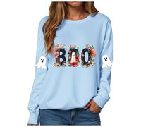 Sudaderas Traje de Halloween Suéter Suéter Suéter Suave Casual Manga Larga sin Capucha Deporte Streetwear Transición Clásica Camiseta de Manga Larga, A-azul cielo, XL
