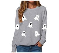 Sudaderas Traje de Halloween Suéter Suéter Suéter Suave Casual Manga Larga sin Capucha Deporte Streetwear Transición Clásica Camiseta de Manga Larga, D-gris, M