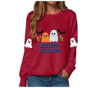 Sudaderas Traje de Halloween Suéter Suéter Suéter Suave Casual Manga Larga sin Capucha Deporte Streetwear Transición Clásica Camiseta de Manga Larga, C-rojo, XXL