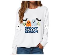Sudaderas Traje de Halloween Suéter Suéter Suéter Suave Casual Manga Larga sin Capucha Deporte Streetwear Transición Clásica Camiseta de Manga Larga, C-blanco, XL