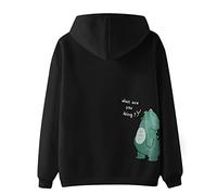 Sudaderas unisex para adultos, sudaderas con capucha para mujer, trajes de pareja de gran tamaño con bolsillo y cierre de cordón, sudaderas con estampado de dinosaurio, hombros caídos, tops de manga