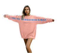 Sudaderas unisex para el día de San Valentín, cuello redondo, con estampado de letras "I Love You This Much", divertidas, novedosas, sueltas, festivales, básicas, informales, de manga larga, 06 Wine
