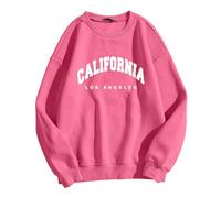 Sudaderas vintage con estampado de Los Ángeles para mujer, con hombros caídos, sudaderas con capucha de California y Los Ángeles, con estampado de letras lisas, trajes universitarios, lisos, de anime