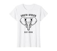 Sudáfrica Cabeza de Elefante Diseño Vida Silvestre Camiseta gráfica económica, Mujer, Blanco, L