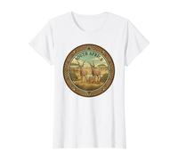 Sudáfrica Safari Kudu Familia Vida Silvestre Africana Vintage Camiseta gráfica económica, Mujer, Blanco, S