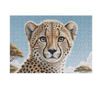 Sudan Guepardo Puzzle 300 Piezas Desafío Intelectual 3D Animal de compañía Lindo Rompecabezas para Hombres Y Mujeres Obra De Arte Colorido Decoración Hogar 300 PCS