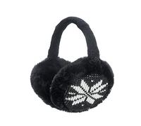Sudawave Orejeras plegables unisexo Calentadores de oído de punto caliente Hombres Mujeres Fleece Winter EarMuffs (Negro Copo de nieve)
