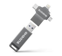 SUDEHO Memoria USB 4 en 1 con certificado MFi de 256 GB para iPhone, 4 en 1, USB 3.0 de alta velocidad, para iPhone, iPad, Android, PC, Mac, memoria de copia de seguridad para fotos, vídeos y música