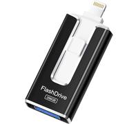 SUDEHO MFi Certified 256GB Pendrive para iPhone, 4 en 1 Memoria Externa Pen Drive, USB 3.0 Unidad Flash para Guardar Más Fotos Vídeos, USB c Flash Drive para iPad/iOS/Android/Mac/PC,Negro