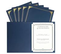 Sudemota 25 fundas para certificado, fundas de diploma, con borde dorado, papel azul para tamaño de carta 8,5 x 11
