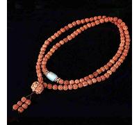 Sudemota Collares 2 uds Rudraksha semilla Mala Storite Himalaya 108 Cuentas Collar Cuenta Natural Himalayan Rudraksha semilla oración Cuentas muñeca Mala Envoltura Pulsera Cuenta