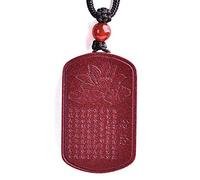 Sudemota Collares Collar con Colgante de Escrituras budistas de Loto de cinabrio Natural, Amuleto de la Suerte, Collar de Jade for Mujer y Hombre, joyería Fina