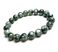 Sudemota Pulsera Cuentas Redondas elásticas de Cristal de serafinita Verde Natural de 10mm, Pulsera con abalorio for Hombres y Mujeres AAAA