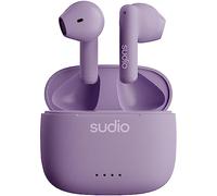 Sudio Auriculares A1 morados con Bluetooth, Control táctil con Base de Carga inalámbrica compacta IPX4, Auriculares con micrófono Integrado, Sonido de Cristal Premium