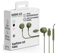 Sudio V3 Essential - Auriculares intraurales con cable y conector USB-C, cable trenzado resistente a los enredos, micrófono integrado, resistencia al agua IPX4, no necesita carga, color verde
