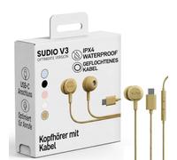 Sudio V3 Essential - Auriculares intraurales con cable y conector USB-C, cable trenzado resistente a los enredos, micrófono integrado, resistencia al agua IPX4, no necesita carga, color amarillo
