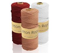 Sudnsadaks 3 Pcs Hilo Macrame 3 mm x 100 m, Cuerda Macrame, Hilo de Algodón Suave Macramé, Cordon Macrame Hilo para Tapices, Manualidades Bricolaje, Hogar Decoracion Bohemia