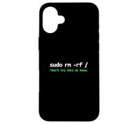Sudo RM RF Advertencia - Linux Comando Line Tech Humor Carcasa para iPhone 16 Plus