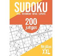 SUDOKU: 200 rompecabezas impresos en letra grande | 4 niveles de dificultad | Niños, adultos, ancianos