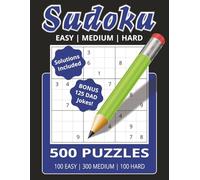 Sudoku 500 Puzzles + 125 Dad Jokes: Easy, Medium and Hard Sudoku Puzzles | Solutions Included | Large 8.5 x 11 Inches, 170 Pages Book | Bonus - 125 Dad Jokes | Great Gift for Puzzle Lovers of All Ages