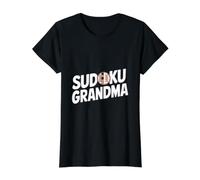 Sudoku Abuela Camiseta gráfica económica, Mujer, Negro, S