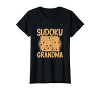Sudoku Abuela Camiseta gráfica económica, Mujer, Negro, S