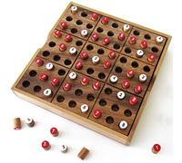 SUDOKU de madera maciza, normas CE, respetuoso con el medio ambiente. Rompecabezas matemático a partir de 6 años, 4 niveles de dificultad de fácil a extremo, 24 cuadrículas incluidas. Juego de viajes.