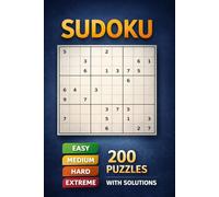 Sudoku Large Print - Brain Busters: 200 Puzzles | Easy, Medium, Hard, Extreme | Includes Solutions