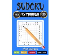 SUDOKU - MODÈLE EXTÉRIEUR - 4 niveaux : débutant, moyen, difficile, diabolique - Solutions incluses: Livre de jeux amusants pour stimuler son cerveau ... Livre de voyage à emporter partout avec vous!