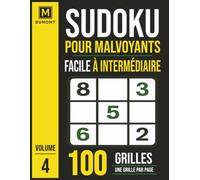 Sudoku pour Malvoyant, facile à intermédiaire, grand format confort visuel, vol 4: 100 sudoku géants, 2000 mots, 21,59 x 27,94 cm (8.5 x 11) , 1 ... chiffres, grand confort visuel, facile à lire