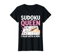 Sudoku Queen I Play with A Pen Divertido Juego de Mesa Sudoku Girl Camiseta