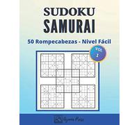 SUDOKU Samurai - 50 Rompecabezas - Nivel Fácil: Para Adultos Letra Grande Con Soluciones - Juego De Lógica - En nivel Fácil