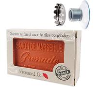 SudoreWell® Jabonera flotante con imán y jabón de Marsella - Jabón natural granada 100 g