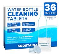 Sudstainables SoJourner Bags - Pastillas de limpieza para botellas de agua, paquete de 36, sin cloro ni olor, tabletas limpiadoras de vejiga de hidratación y botellas de agua, elimina manchas y olores