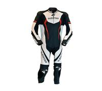 SUDSTAR Traje de moto de piel A, blanco y negro, diseño deportivo, protecciones CE certificadas nivel 2, sistema Thermoline A-Grade, predisposición AIRBAG, Blanco y negro, S