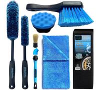 Sudz Budz® Deluxe de Limpieza de Ruedas, Set de 6 | Cepillos de Lavado de Llantas Largos/Cortos, Densos, Flexibles y sin Arañazos, Cepillo Detalles y Neumáticos, Aplicador Brillo, Toalla Secado Suave