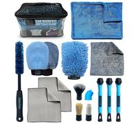 Sudz Budz® Kit Limpieza Coche Premium Microfibra 10pcs. Guantes para Lavado, Twisted Loop Toalla, Paños Interiores y Cristales, Cepillo Llantas y Cepillos Detalles. Lavado Interior y Exterior