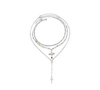 SueaLe Collar cruzado con cadena de longitud ajustable, joyería minimalista para trajes casuales y fiestas, collar minimalista con colgante cruzado, talla única, como se describe, como se describe