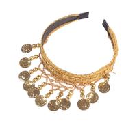 SueaLe Diadema étnica para danza del vientre, elegante diadema con borlas de monedas doradas para actuaciones escénicas y eventos culturales, celebraciones, postizo étnico para mujeres